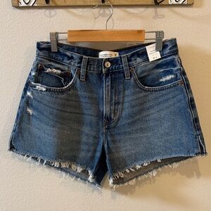 NWT Size 6/28 Abercrombie & Fitch Curve Love Mid Rise Boyfriend Jean Shorts!